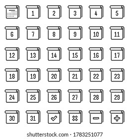 Calendar date schedule line icon set.