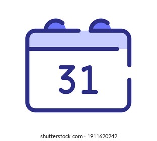 programación de fecha de calendario icono aislado único con línea discontinua o estilo de líneas de guión