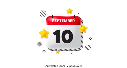 Calendar date of September 3d icon. 10th day of the month icon. Event schedule date. Meeting appointment time. 10th day of September. Calendar month date banner. Day or Monthly page. Vector