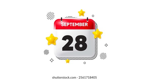 Calendar date of September 3d icon. 28th day of the month icon. Event schedule date. Meeting appointment time. 28th day of September. Calendar month date banner. Day or Monthly page. Vector