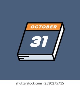 Calendar Date Showing October 31. Halloween Day. Vector Illustration