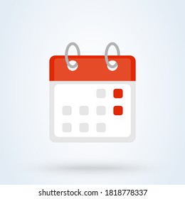 Calendar or date sign icon or logo. Mark the date, holiday, important day concept. Date and time, Flat Design vector illustration.