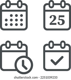 calendar date time icon set vector