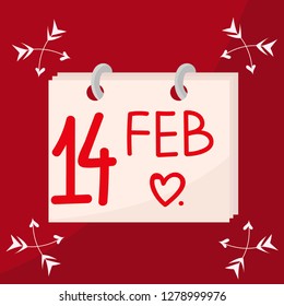 calendar with the date of Valentine's Day
