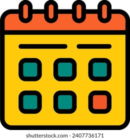 Calendar date Vector Filled Line Icon, suitable for business or investment or office purpose