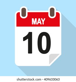 Calendar date vector icon, flat style with shadow.