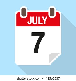 Calendar date vector icon July 7th