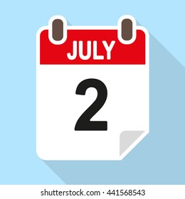 Calendar date vector icon July 2nd