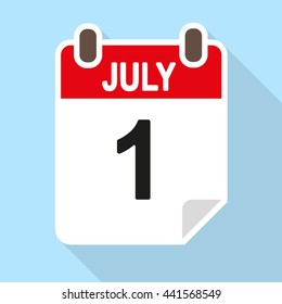 Calendar date vector icon July 1st