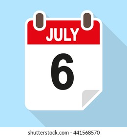 Calendar date vector icon July 6th