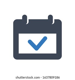 Calendar date vector icon on white background.