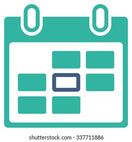 Calendar Date vector icon. Style is bicolor flat symbol, cobalt and cyan colors, rounded angles, white background.