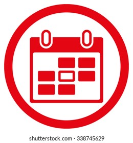 Calendar Date vector icon. Style is flat rounded symbol, red color, rounded angles, white background.