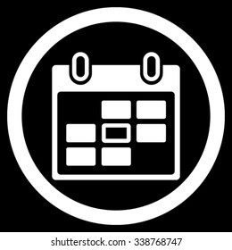 Calendar Date vector icon. Style is flat rounded symbol, white color, rounded angles, black background.