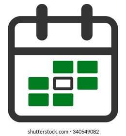 Calendar Date vector icon. Style is bicolor flat symbol, green and gray colors, rounded angles, white background.