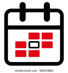 Calendar Date vector icon. Style is bicolor flat symbol, intensive red and black colors, rounded angles, white background.
