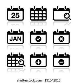 Calendar date vector icons set