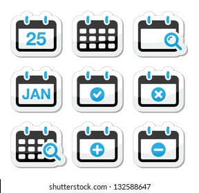 Calendar date vector icons set