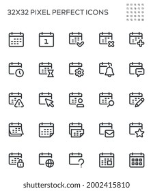 Calendario, Fecha, Calendario de trabajo. Iconos de interfaz simples para aplicaciones web y móviles. Stroke editable. 32x32 Pixel Perfecto.