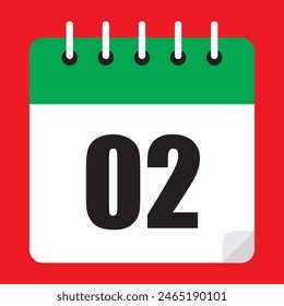 Calendar for dates in flat format with white pages and colored top on a contrasting background