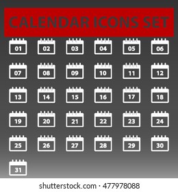 Calendar Dates Icons Set Vector Illustration