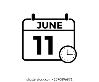 Calendar day 11 June. Vector calendar icon for June