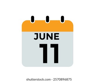 Calendar day 11 June. Vector calendar icon for June