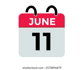 Calendar day 11 June. Vector calendar icon for June