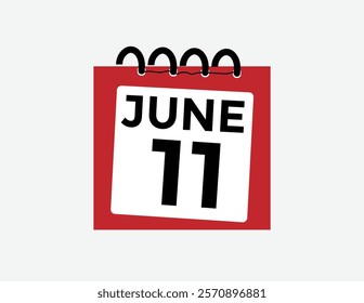 Calendar day 11 June. Vector calendar icon for June