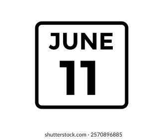 Calendar day 11 June. Vector calendar icon for June