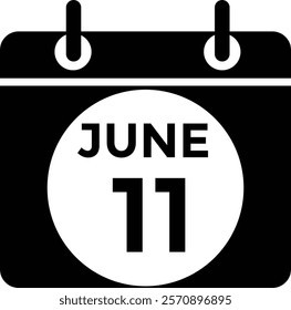 Calendar day 11 June. Vector calendar icon for June