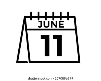 Calendar day 11 June. Vector calendar icon for June