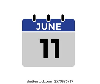 Calendar day 11 June. Vector calendar icon for June