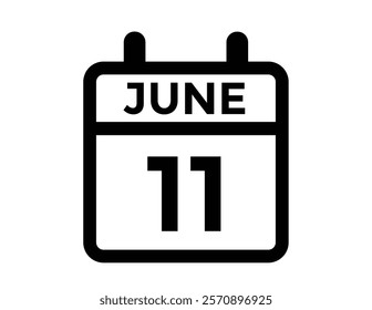 Calendar day 11 June. Vector calendar icon for June