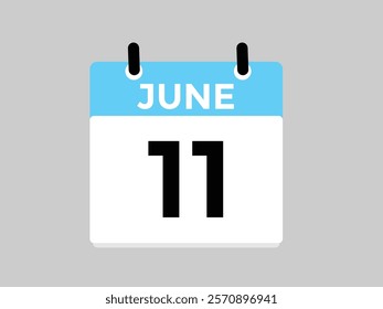 Calendar day 11 June. Vector calendar icon for June