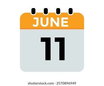 Calendar day 11 June. Vector calendar icon for June