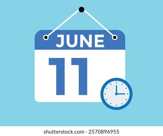 Calendar day 11 June. Vector calendar icon for June