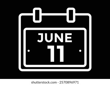 Calendar day 11 June. Vector calendar icon for June
