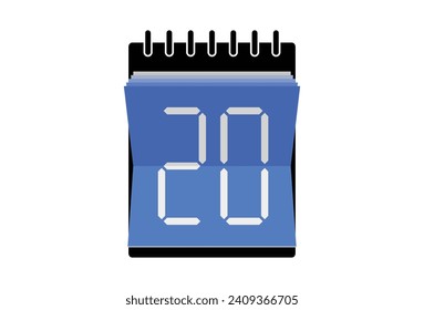 Calendar day 20. Number ONE on a white paper with red border on background.