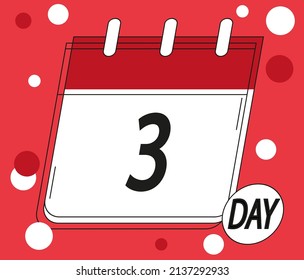 Calendar day 3. Days of the year and week. Calendar vector in red
