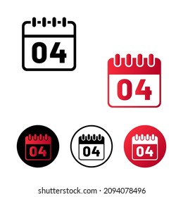 Calendar Day 4 Icon Illustration