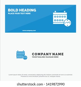 Calendar, Day, Date, Education SOlid Icon Website Banner and Business Logo Template