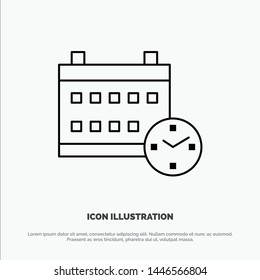 Calendar, Day, Date, Education Vector Line Icon