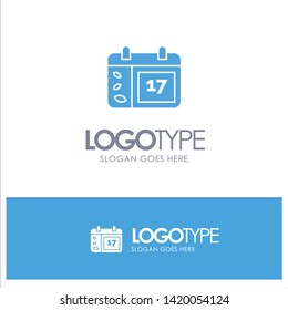 Calendar, Day, Date, Ireland Blue Solid Logo with place for tagline