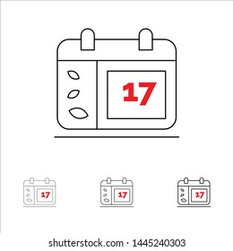 Calendar, Day, Date, Ireland Bold and thin black line icon set
