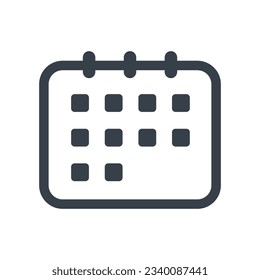 Calendar Day Date Outline Style Icon Isolated Vector Illustration