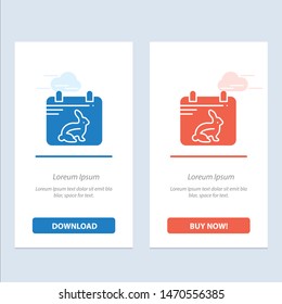 Calendar, Day, Easter, Date  Blue and Red Download and Buy Now web Widget Card Template. Vector Icon Template background