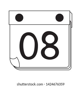 Calendar with day eight symbol cartoon vector illustration graphic design