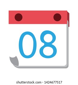 Calendar with day eight symbol cartoon vector illustration graphic design