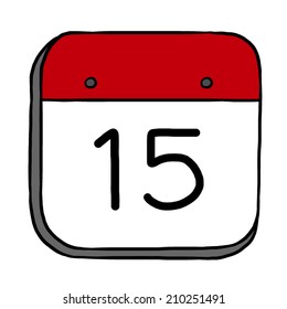 calendar with day fifteen / cartoon vector and illustration, hand drawn style, isolated on white background.